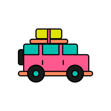 Travel car in lineal color icon. Summer vacation element graphic resources for many purposes.