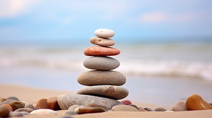 A stunning photograph of a stack of rocks on the shore