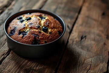 a blueberry muffin in a pan