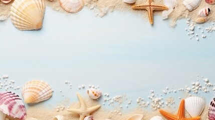 A summer composition that features shells on borders