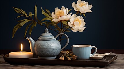 A tea decoration decorated in a peaceful manner