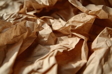 a close up of a crumpled brown paper