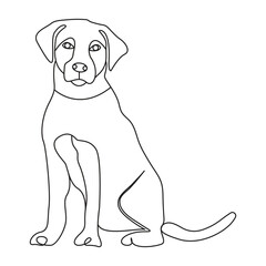 Continuous Single line drawing of dog outline vector art illustration.