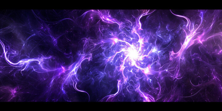 Purple lights and swirls in a dark background.