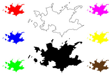 Montevideo city (Oriental Republic of Uruguay, Republic East of the Uruguay) map vector illustration, scribble sketch Ciudad de San Felipe y Santiago de Montevideo map