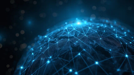 Abstract network vector concept with world globe. Internet and global connection background