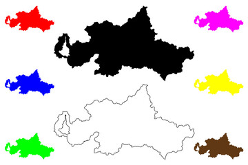 Taian city (People's Republic of China, PRC) map vector illustration, scribble sketch Tai'an Prefecture-level city map