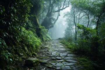 Naklejka premium a stone path in a forest