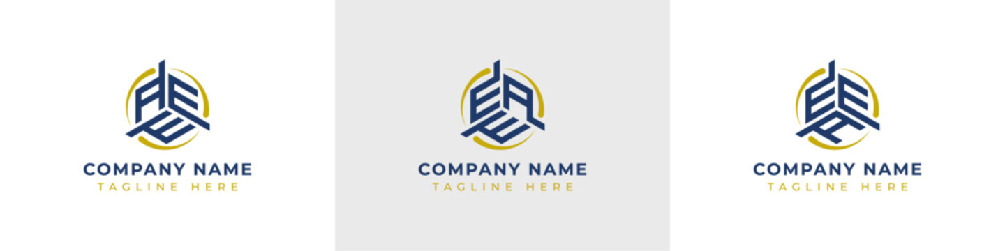 Letters AEE, EAE, EEA Monogram Logo Set, suitable for any business with AEE, EAE, EEA initials