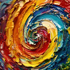 a close up of a colorful swirl