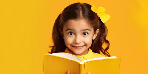 Education girl childhood children little kid read person cute student learn book