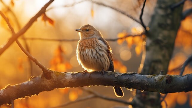 An image of a bird perched on a tree in close-up detail.