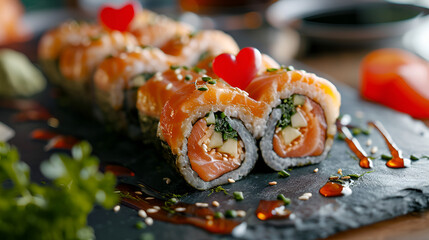 close up of sushi. generative ai 