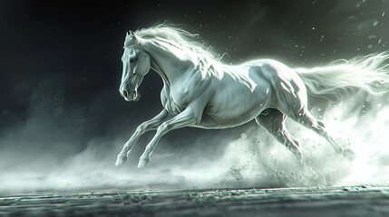 white horse running. generative ai