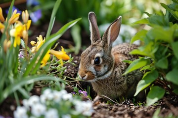 a rabbit in a garden