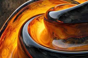 a black and orange swirly object