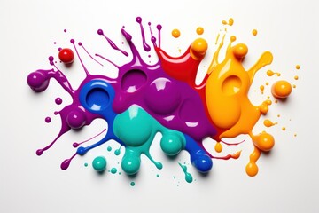 a colorful paint splatter on a white surface