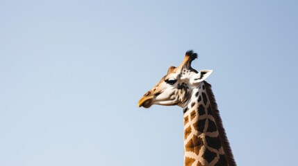 a giraffe looking up at the sky