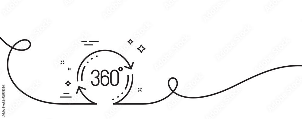 Aufkleber 360 degree line icon. continuous one line with curl. full rotation sign. vr technology simulation sy