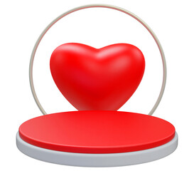 3d heart valentines day with podium 3D illustration