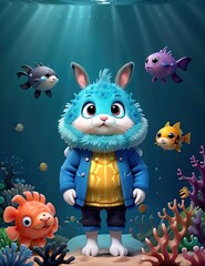 baby rabbit under the sea