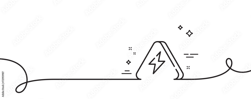 Poster power line icon. continuous one line with curl. flash electric energy sign. lightning bolt symbol. l