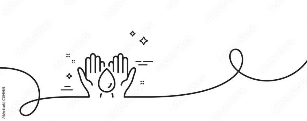 Poster safe water line icon. continuous one line with curl. fluid sign. ecology energy symbol. safe water s