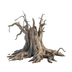 Fototapeta na wymiar old dead tree stump and roots png