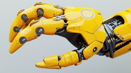 The appearance design of the yellow robotic arm has a sense of advanced technology, a sense of high value, and advanced design aesthetics. 