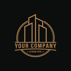 Real estate logo design vintage retro label for your company