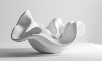 Modern abstract white sculpture displayed against a plain background, emphasizing the smooth curves and fluid form of contemporary art, perfect for for interior design - obrazy, fototapety, plakaty