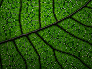 green leaf veins texture abstract macro background close-up top view