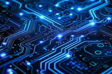 Digital Motherboard Technology with Abstract Blue Circuit Design and Computing Communication Concept