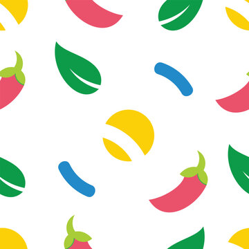 leaf chili cucumber seamless colorful pattern vector