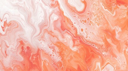 Fototapeta premium Acrylic texture with marble pattern in white and peach fuzz color shade - AI Generated Abstract Art