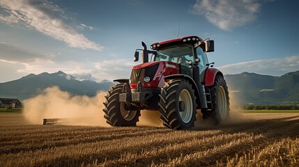 Obraz premium Tractor plowing