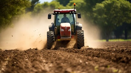 Fototapeta premium Tractor plowing