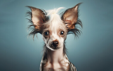 Puppy Chinese Crested Dog on a light background