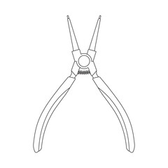 Hand drawn Kids drawing Cartoon Vector illustration snap ring Pliers icon Isolated on White Background