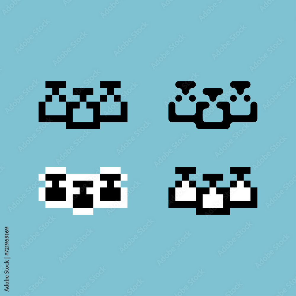 Poster Pixel art outline sets icon of pack potion variation color. potion icon on pixelated style. 8bits perfect for game asset or design asset element for your game design. Simple pixel art icon asset.