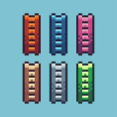 Pixel art sets icon of ladder variation color. ladder icon on pixelated style. 8bits perfect for game asset or design asset element for your game design. Simple pixel art icon asset.
