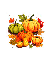 Autumn Leaves and Pumpkins illustration