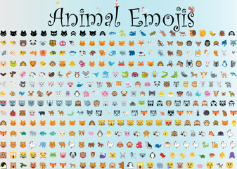 Animal Emojis set of vectors 