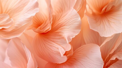 peach fuzz flower petals texture background. Bright peach fuzz color flower bloom, close up macro in color trend 2024 - AI Generated Abstract Art
