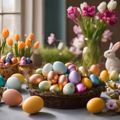 Easter composition Decorative Eggs, Spring