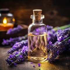 Obraz na płótnie Canvas lavender oil and lavender flowers