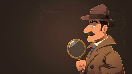 A clever detective with a magnifying glass, searching for clues in the darkness.