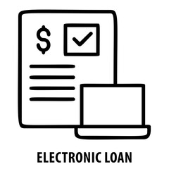 Electronic loan, online loan, digital loan, electronic transaction, financial, loan approval, digital finance, loan document, electronic loan icon, online banking, e loan, financial technology