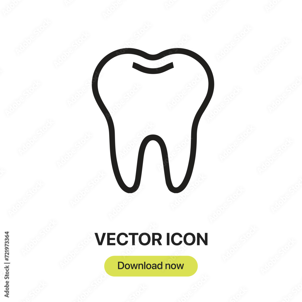 Leinwandbilder Tooth icon vector. Linear-style sign for mobile concept and web design. Tooth symbol illustration. Pixel vector graphics - Vector.	
