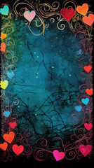 Stationery paper, dark valentine with space for writing in the center of the page. Valentine's Day